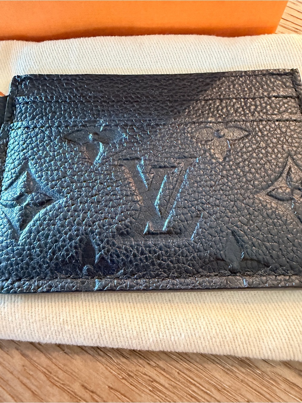 Louis Vuitton Black Monogram Embossed Card Holder with Gold Key Charm - Picture 3 of 7